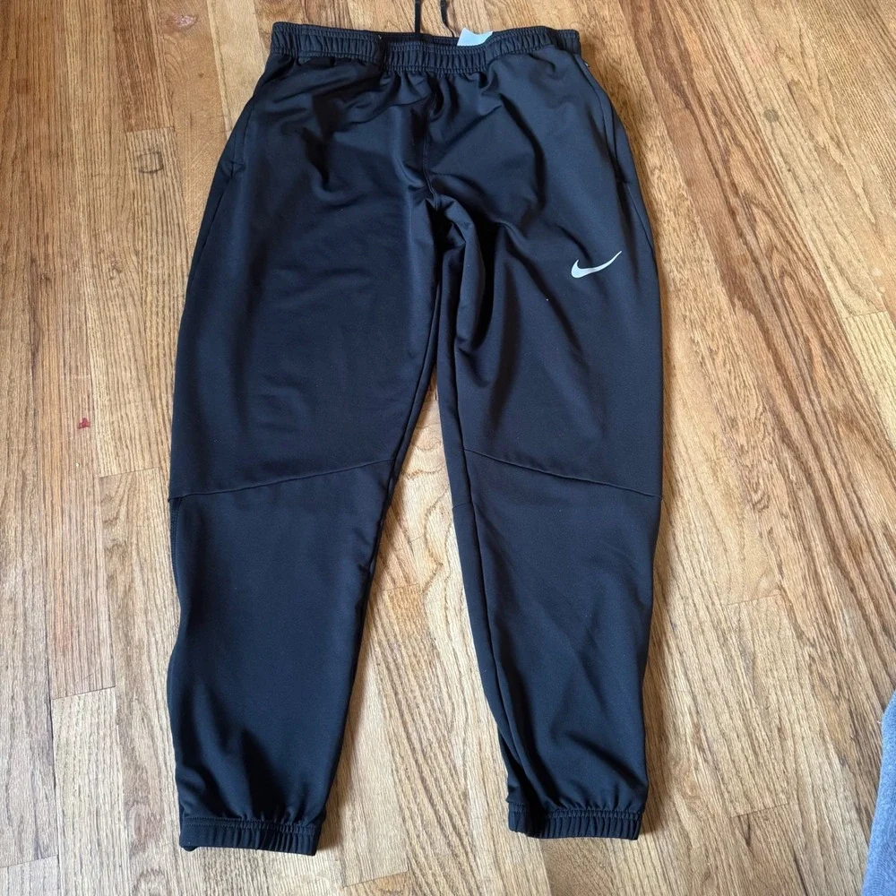 Nike Dri-FIT Mens Large Black Running Joggers Ankle Zip Training Pants CU5352